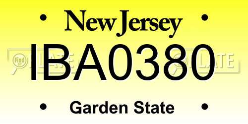IBA0380 New Jersey License Plate