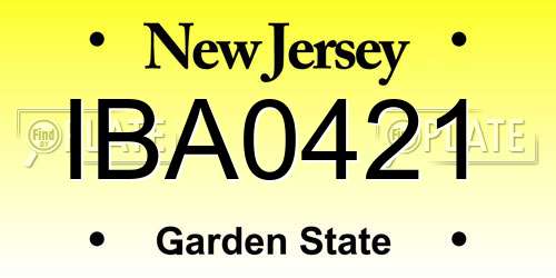 IBA0421 New Jersey License Plate
