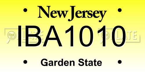 IBA1010 New Jersey License Plate
