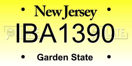 IBA1390 New Jersey License Plate