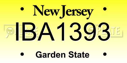 IBA1393 New Jersey License Plate