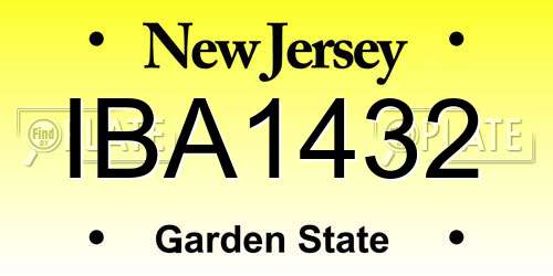 IBA1432 New Jersey License Plate