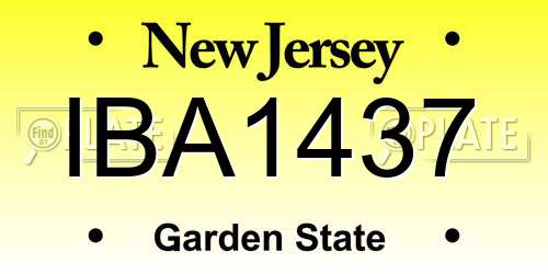 IBA1437 New Jersey License Plate