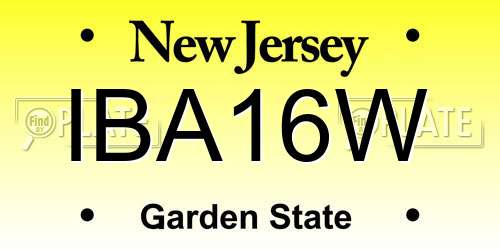 IBA16W New Jersey License Plate