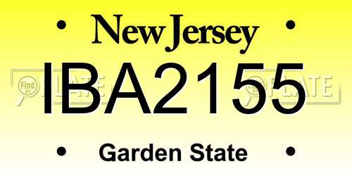 IBA2155 New Jersey License Plate