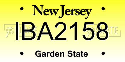 IBA2158 New Jersey License Plate