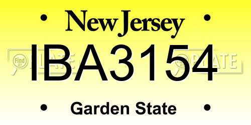 IBA3154 New Jersey License Plate