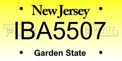 IBA5507 New Jersey License Plate
