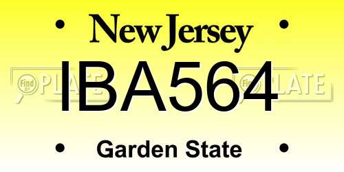IBA564 New Jersey License Plate