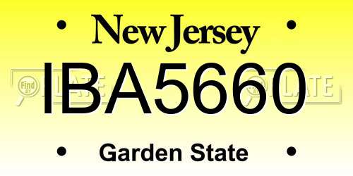 IBA5660 New Jersey License Plate