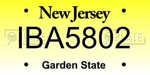 IBA5802 New Jersey License Plate