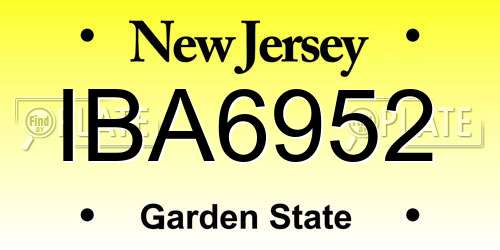 IBA6952 New Jersey License Plate