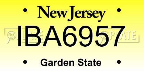 IBA6957 New Jersey License Plate