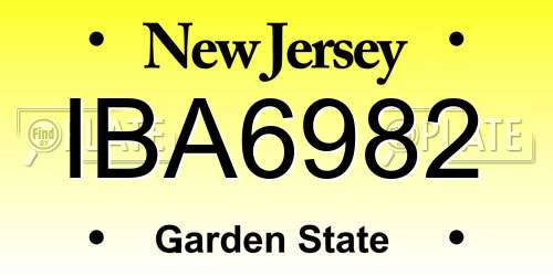 IBA6982 New Jersey License Plate