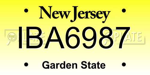 IBA6987 New Jersey License Plate