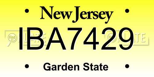 IBA7429 New Jersey License Plate
