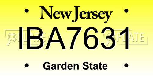 IBA7631 New Jersey License Plate