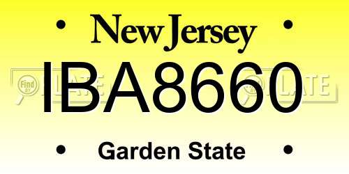 IBA8660 New Jersey License Plate