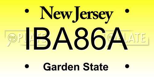 IBA86A New Jersey License Plate