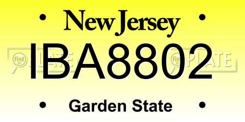 IBA8802 New Jersey License Plate
