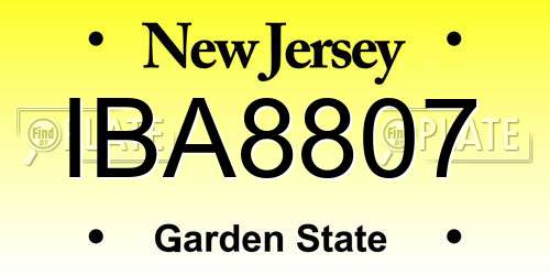 IBA8807 New Jersey License Plate
