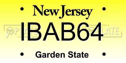 IBAB64 New Jersey License Plate