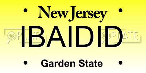 IBAIDID New Jersey License Plate