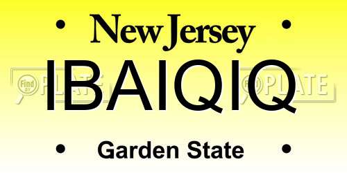 IBAIQIQ New Jersey License Plate