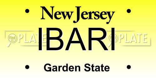 IBARI New Jersey License Plate