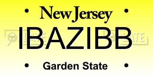 IBAZIBB New Jersey License Plate