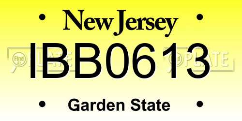 IBB0613 New Jersey License Plate