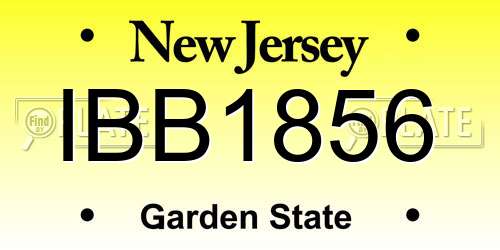 IBB1856 New Jersey License Plate
