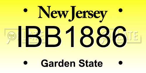 IBB1886 New Jersey License Plate