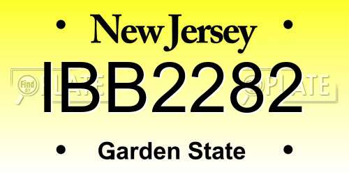 IBB2282 New Jersey License Plate