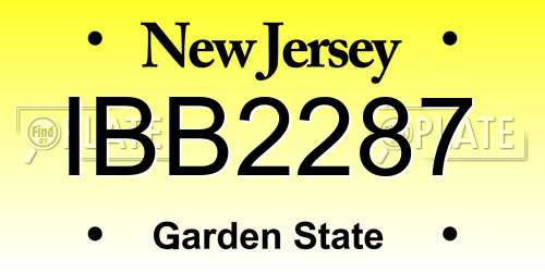 IBB2287 New Jersey License Plate