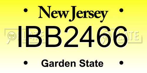 IBB2466 New Jersey License Plate