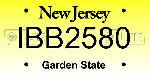 IBB2580 New Jersey License Plate