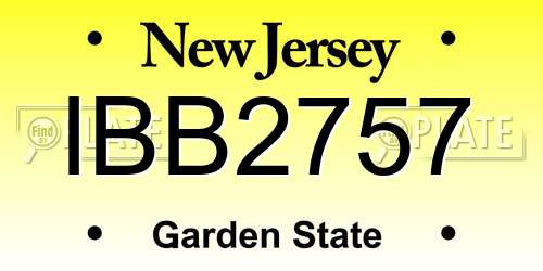 IBB2757 New Jersey License Plate