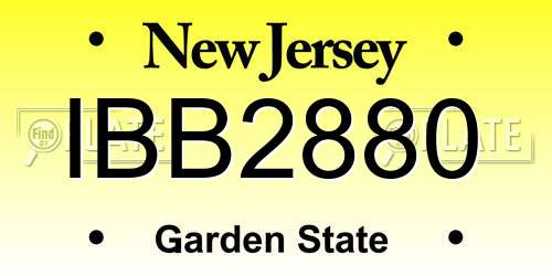 IBB2880 New Jersey License Plate