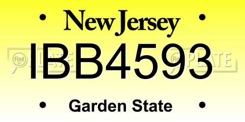 IBB4593 New Jersey License Plate