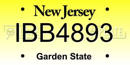 IBB4893 New Jersey License Plate
