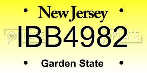 IBB4982 New Jersey License Plate