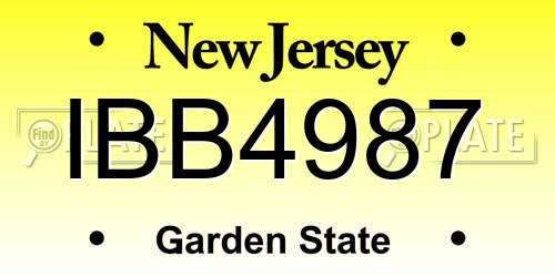 IBB4987 New Jersey License Plate