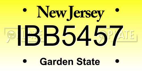 IBB5457 New Jersey License Plate