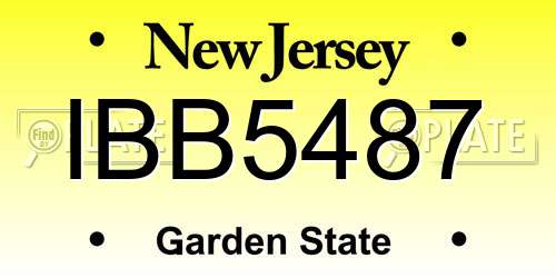 IBB5487 New Jersey License Plate