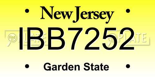 IBB7252 New Jersey License Plate