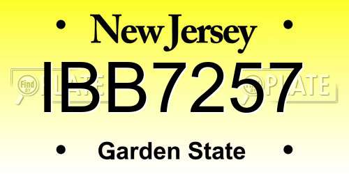 IBB7257 New Jersey License Plate