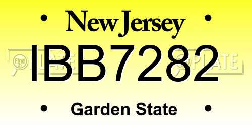 IBB7282 New Jersey License Plate