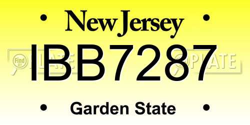 IBB7287 New Jersey License Plate