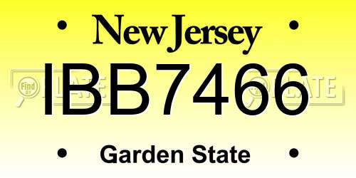 IBB7466 New Jersey License Plate